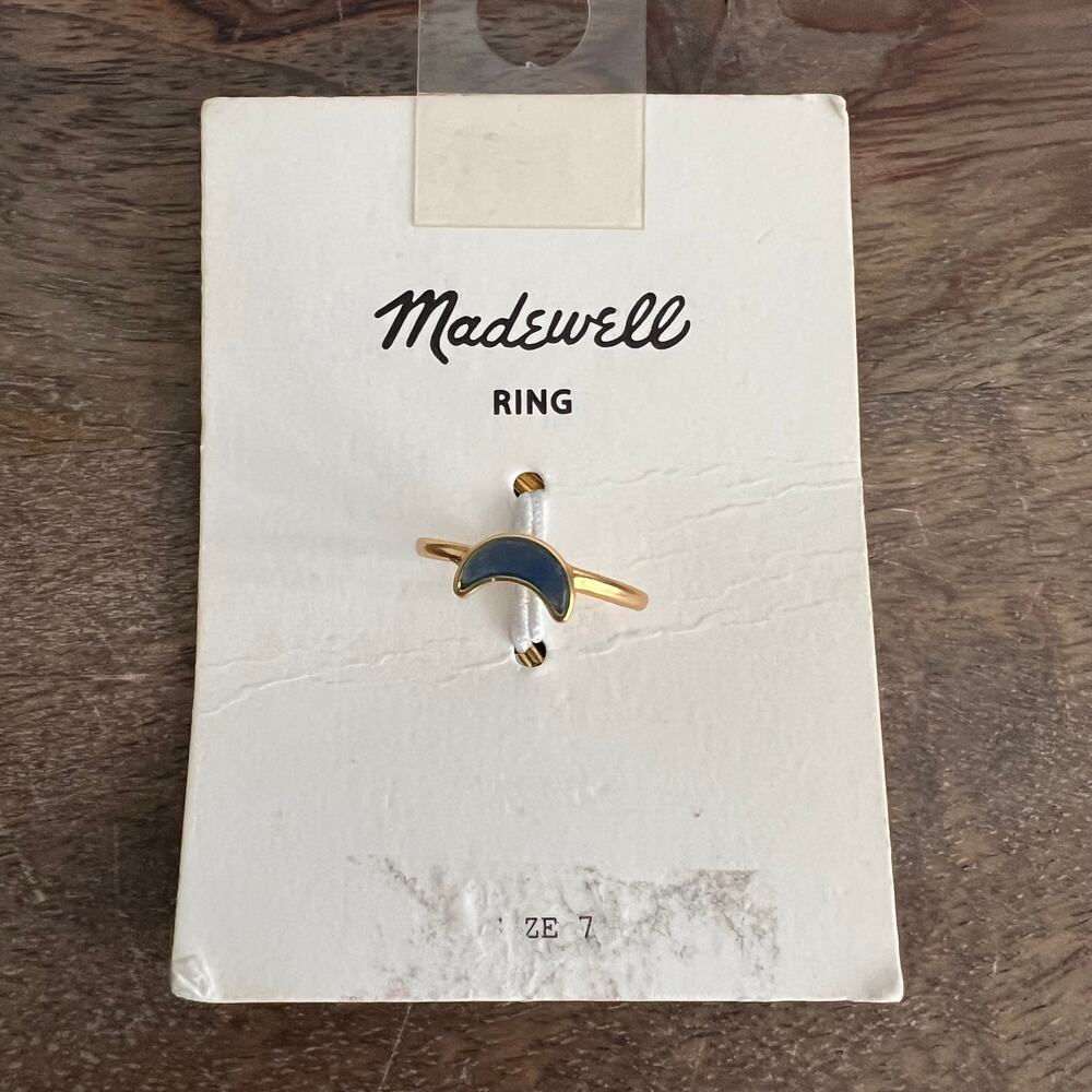 New Madewell Gold Tone Blue Moon Crescent Ring - Size 7